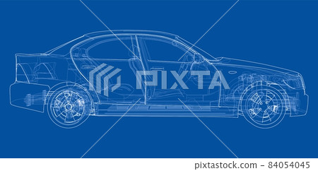 Electric Car With Chassis. 3d illustration 84054045