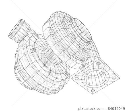 Automobile turbocharger concept outline Automobile turbocharger concept outline 84054049