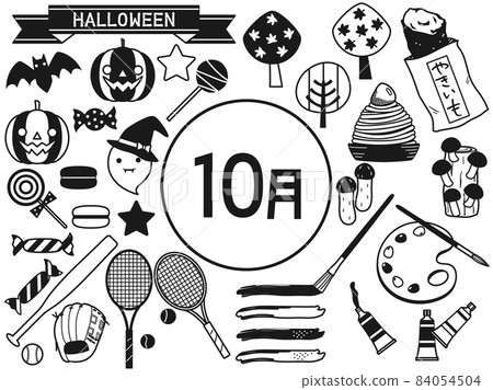 October monochrome illustration set 84054504
