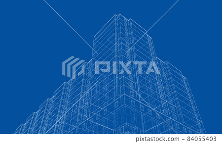 Wire-frame model of a multi-storey building 84055403