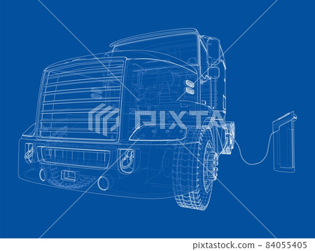 Electric Truck Charging Station Sketch 84055405