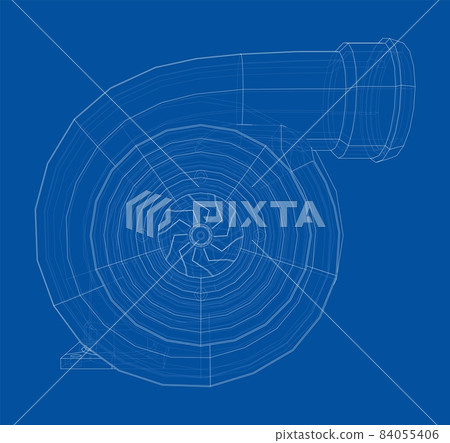 Automobile turbocharger concept outline Automobile turbocharger concept outline 84055406