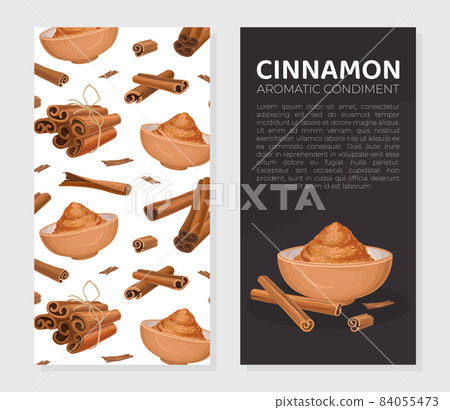 Cinnamon Spice Sticks and Aromatic Powder Vector Template Cinnamon Spice Sticks and Aromatic Powder Vector Template 84055473