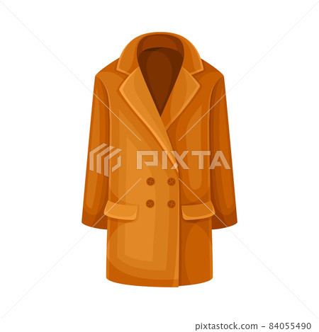 Brown Double-breasted Overcoat as Neat and Clean Clothing Vector Illustration 84055490