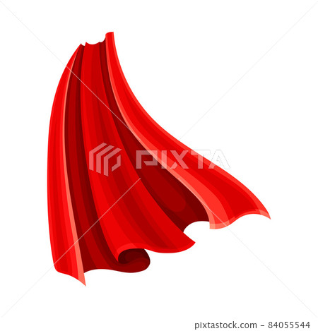 Red Cloak or Cape as Loose Silk Garment Worn Over Clothing Vector Illustration 84055544