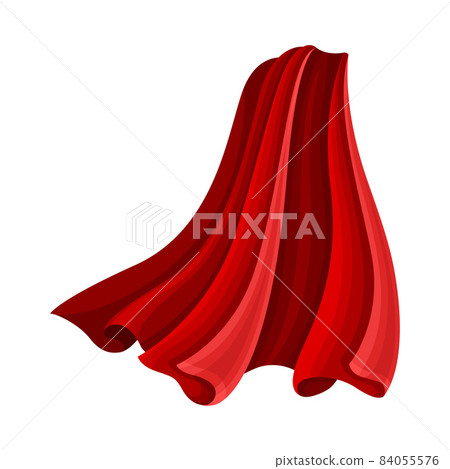 Red Cloak or Cape as Loose Silk Garment Worn Over Clothing Vector Illustration 84055576