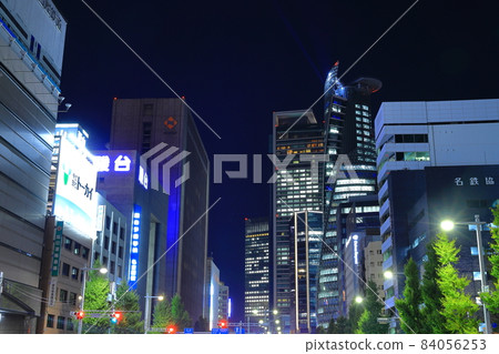Meieki, Nakamura-ku, Nagoya City Night view from Meieki-dori in front of Nagoya Station 84056253