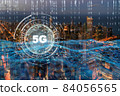 5G Connection Technology over Top view building of Chicago cityscape,wireless technology and centralized management, network connection and global communications with smart city concept 84056565