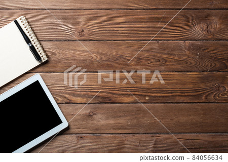 Top view of well organized home office workplace Top view of well organized home office workplace 84056634