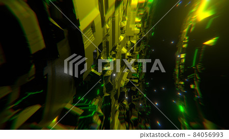 Cyberspace Tunnel Machine Space Sci-fi Yellow Lens Distortion [There is another Ver] 84056993