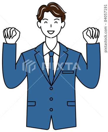 高!西裝擺姿勢的可愛男性插畫矢量 高!西裝擺姿勢的可愛男性插畫矢量 84057191