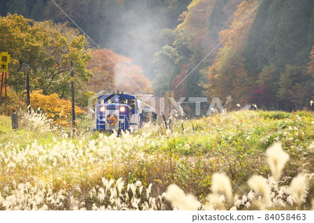 [Retirement] Okuizumo Orochi 10 travelling through silver grass and autumn leaves from Yuki Station to Miinohara Station, Shobara City, Hiroshima Prefecture 84058463