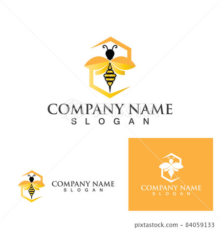 Honeycomb bee logo and symbol eps 84059133