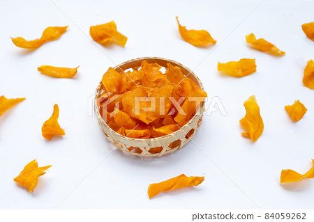 Sweet potato chips on white background. 84059262