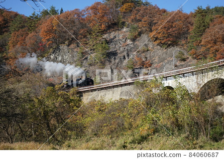 SL Ginga Autumn Tassobe River Bridge SL Ginga Autumn Tassobe River Bridge 84060687