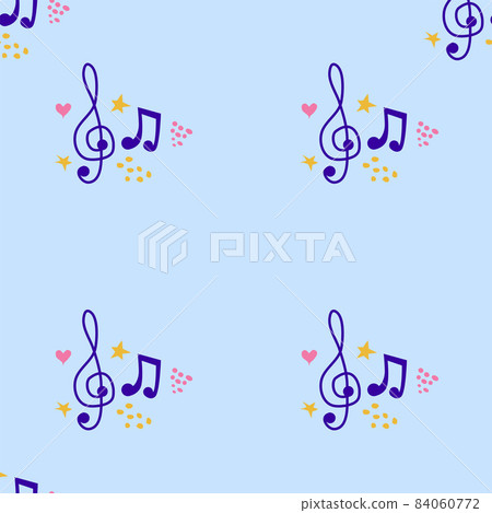 Cartoon hand drawn musical seamless pattern. Lots of symbols, objects and elements. Perfect funny background. Cartoon hand drawn musical seamless pattern. Lots of symbols, objects and elements. Perfect funny background. 84060772