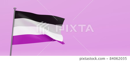 3D rendering / 3D illustration) Asexual pride flag close-up flag banner 84062035