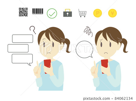 A woman who operates a smartphone while worrying 02 84062134