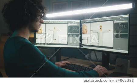 3D designer creating videogame character 84062388