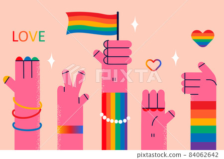 People hold flags support LGBT community  84062642