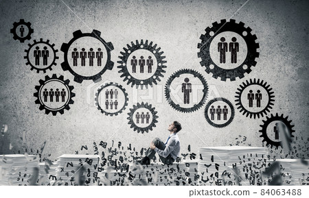 Businessman dreaming about future business. 84063488