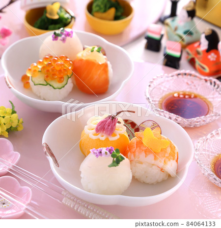 Hinamatsuri peach festival Temari sushi Hinamatsuri peach festival Temari sushi 84064133