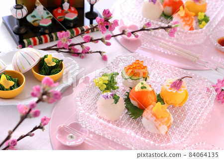 Hinamatsuri peach festival Temari sushi 84064135