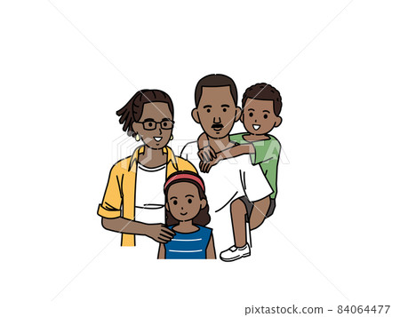 Black American, foreigner, family, parent and child, couple, smile, illustration material 84064477