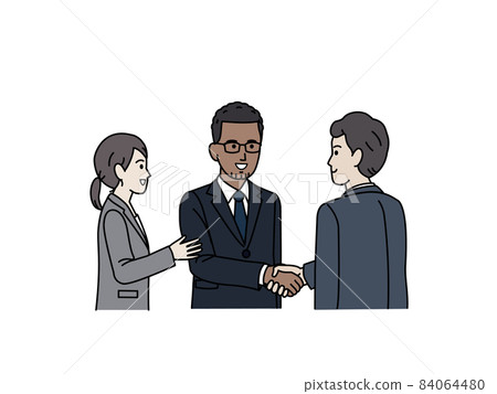 Japanese female interpreter business foreign male illustration material 84064480