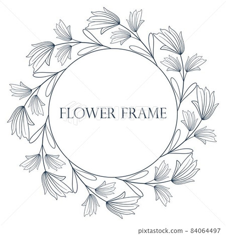 Circular botanical floral frame, vector illustration. 84064497