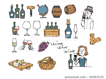 Rough illustration set about wine 84064539