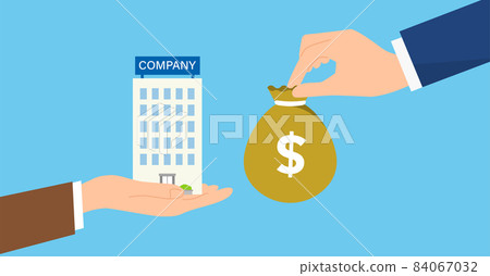Corporate acquisition, M & A concept illustration image, vector, blue background 84067032