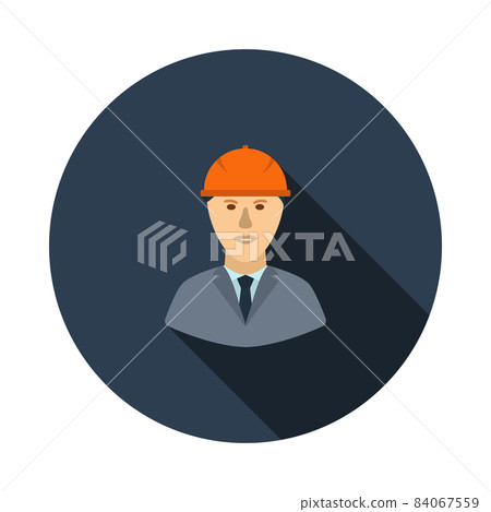 Icon Of Construction Worker Head In Helmet - Stock Illustration ...