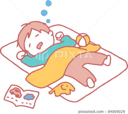一個男孩打盹的插圖 一個男孩打盹的插圖 84069029