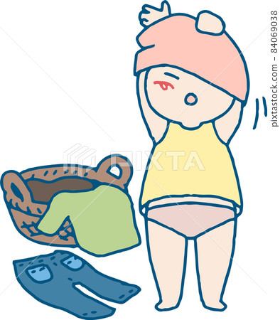一個孩子換衣服的插圖 一個孩子換衣服的插圖 84069038