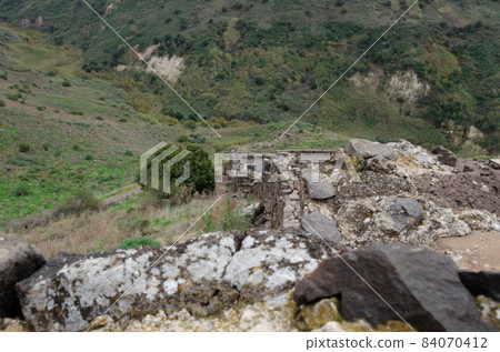 landscape with ruins on the Golan Heights in Israel landscape with ruins on the Golan Heights in Israel 84070412