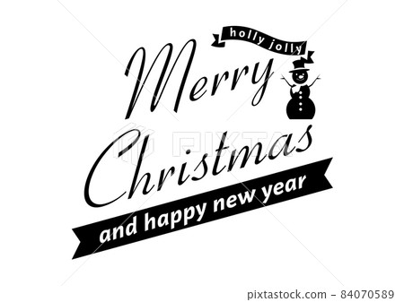 Merry Christmas black and white Merry Christmas vintage logo Snowman 84070589