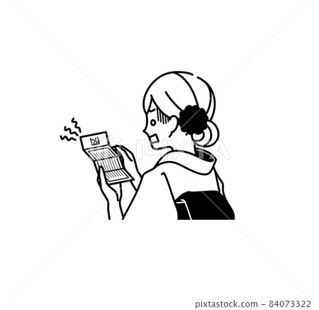 A woman in a kimono with a bad fortune-black A woman in a kimono with a bad fortune-black 84073322
