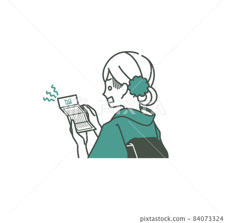 A woman in a kimono with a bad fortune-two colors 84073324