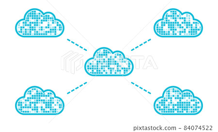 Concept illustration of cloud computing to communicate (light blue on a white background) 84074522