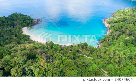 Amazing beach Aerial view of Tropical beach sea in the beautiful Phuket island Located at Freedom beach Phuket Thailand Beautiful travel and tour background 84074604