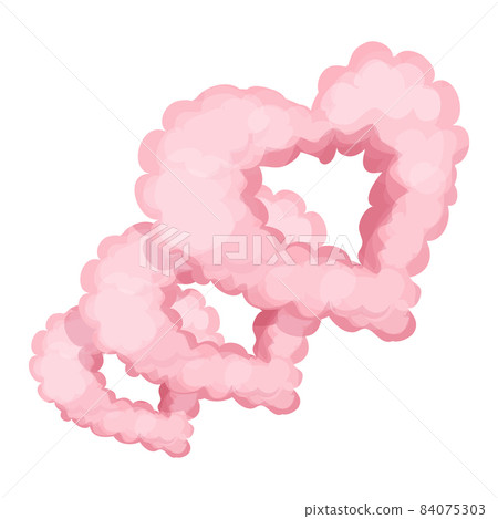 Pink heart cloud, fluffy magic in cartoon style isolated on white background. Smoke, fog cute decoration. Ui game asset. 84075303