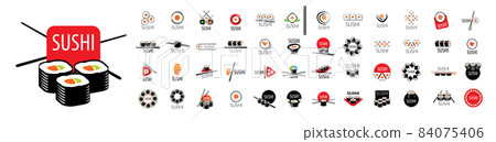 Set of vector Sushi logos on a white background 84075406