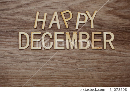 Happy December text message on wooden background 84078208