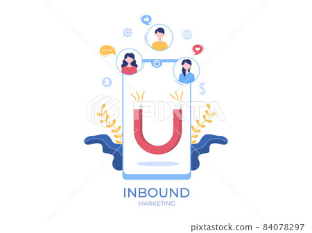 Inbound Marketing Business Vector Illustration with Magnet Design to Attract Customers Offline or Online for Web or Poster 84078297
