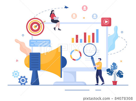 Outbound Marketing Business Vector Illustration with Megaphone Design to Attract Customers Offline or Online for Web or Poster Outbound Marketing Business Vector Illustration with Megaphone Design to Attract Customers Offline or Online for Web or Poster 84078308