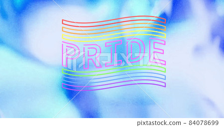 Image of pride and flag over blue background Image of pride and flag over blue background 84078699