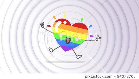 Image of rainbow heart on white background with circles Image of rainbow heart on white background with circles 84078703