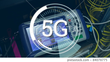 Tech device and 5G written in the middle of a futuristic circles 4k Tech device and 5G written in the middle of a futuristic circles 4k 84078775