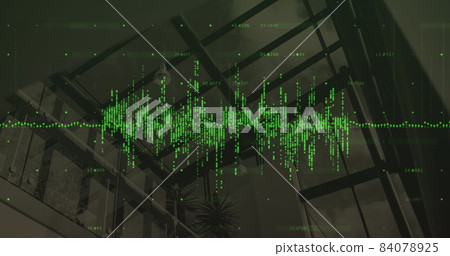 Financial data processing over grid network against empty office in background 84078925